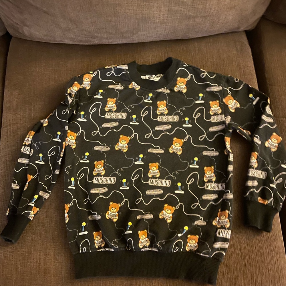 Moschino Black Sweatshirt with Orange Teddy Print